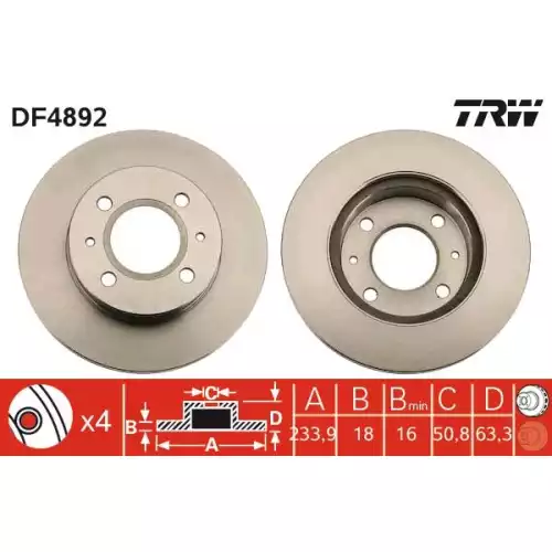 TRW Ön Fren Diski Havalı 234.4.mm DF4892