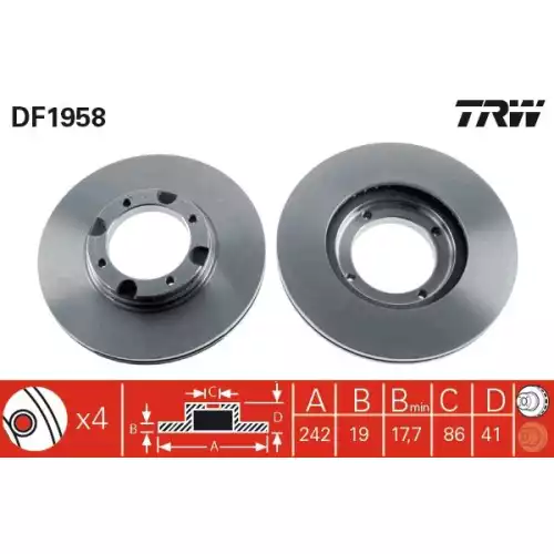 TRW Ön Fren Diski Havalı 242.4mm DF1958