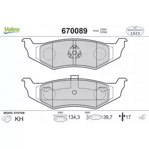 VALEO Arka Fren Balatası Tk 670089