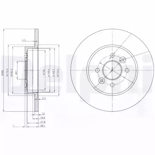 DELPHI Arka Fren Diski 280Mm 4 Bıjon BG3992