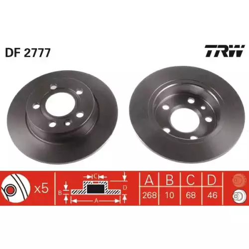 TRW Arka Fren Diski DF2777