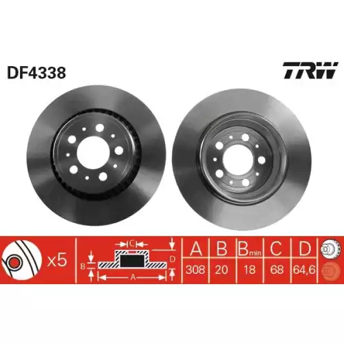 TRW Arka Fren Diski Havalı DF4338