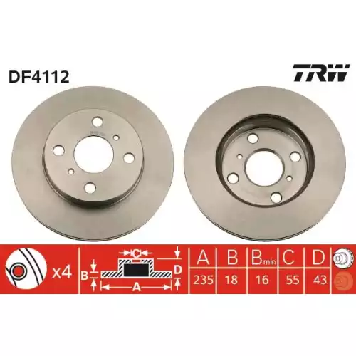 TRW Ön Fren Diski Havalı 235mmmm DF4112