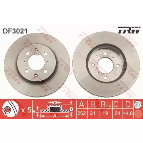 TRW Ön Fren Diski Havalı 262.4mm Takım DF3021