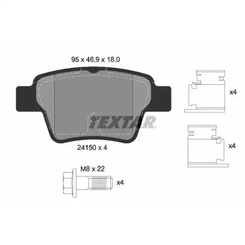 TEXTAR Arka Fren Balatası Düz 2415001