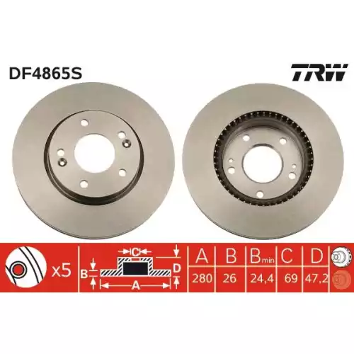 TRW Ön Fren Diski Havalı 280mmmm DF4865S