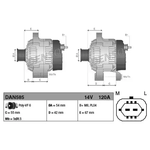 DENSO Alternatör 12V 120A DAN585