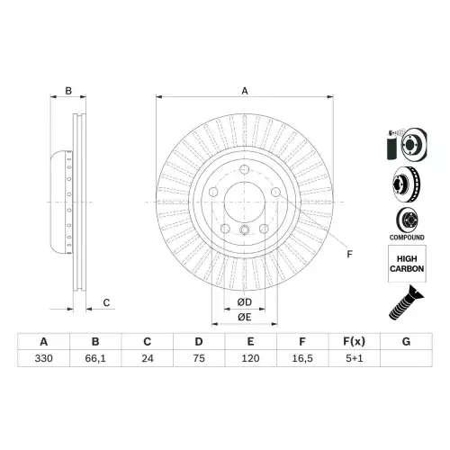 BOSCH Ön Fren Diski Takım 0986479E07