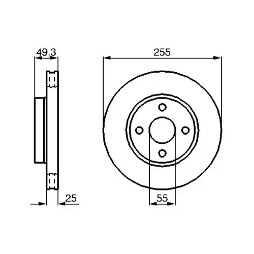 BOSCH Ön Fren Diski 255mm Havalı Yüksek Karbon Alasımlı 0986479084