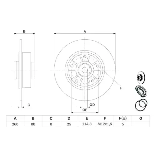 BOSCH Arka Fren Diski Düz 0986479708 Rulmanlı(2605) Takım 0986479575