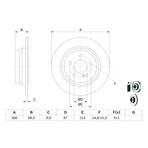 BOSCH Arka Fren Diski Düz 0986479041