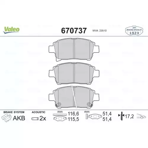 VALEO Ön Fren Balatası Tk 670737