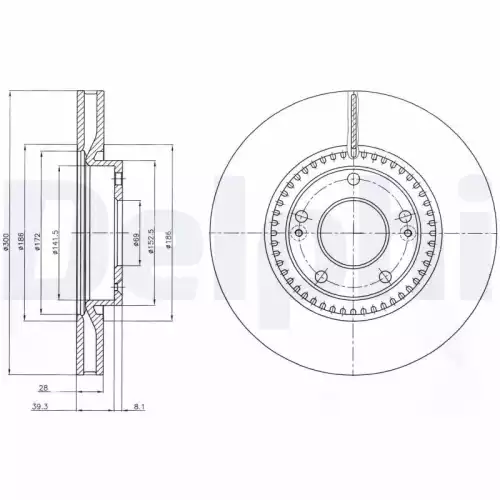 DELPHI Ön Fren Diski Havalı 300 5 BG4251