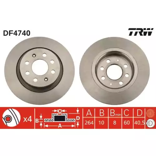 TRW Arka Fren Diski DF4740