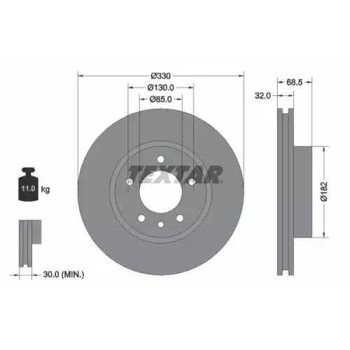 TEXTAR Ön Fren Diski Sol 330 Mm 92121505