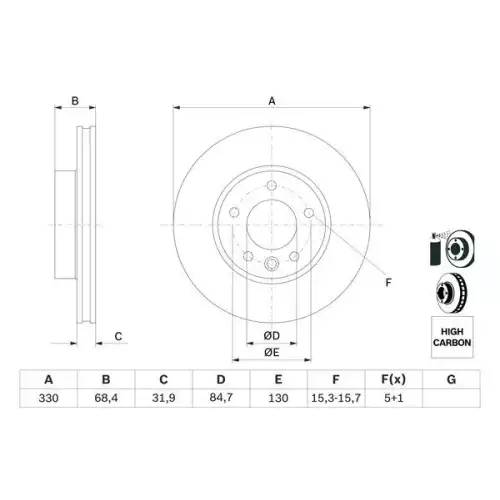 BOSCH Fren Diski Sol Ön SOL 330X32 Mm 0986479248