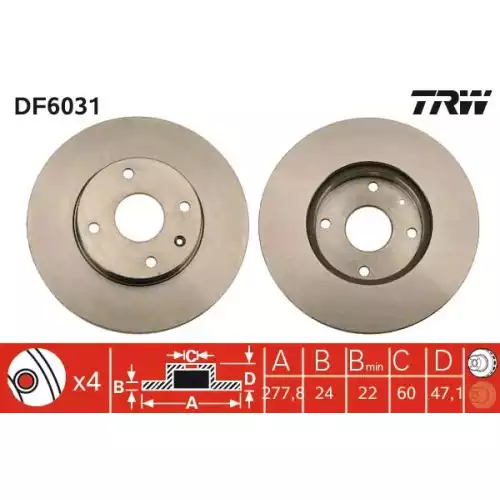 TRW Ön Fren Diski Havalı 278.4.mm DF6031