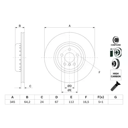 BOSCH Fren Diski Arka Adet 0986479F61