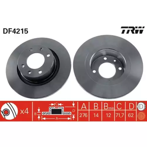 TRW Arka Fren Diski DF4215