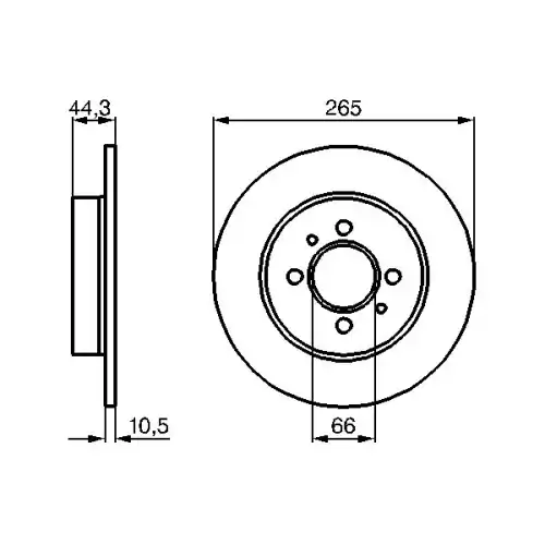 BOSCH Arka Fren Diski Düz 265Mm 4 Delık 0986478611