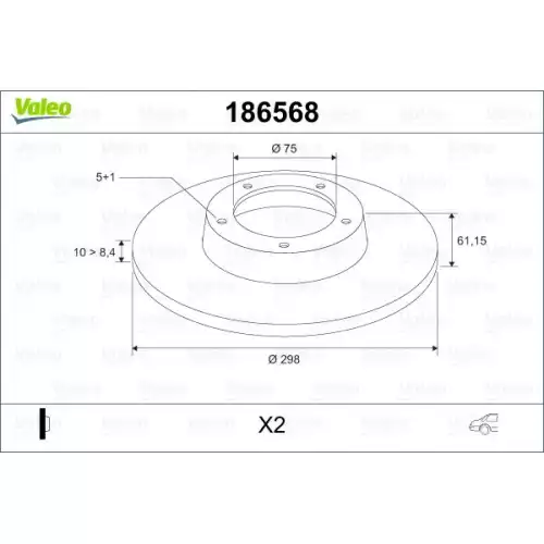 VALEO Arka Fren Diski Takım 186568