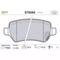 VALEO Arka Fren Balatası Tk Disk 670584