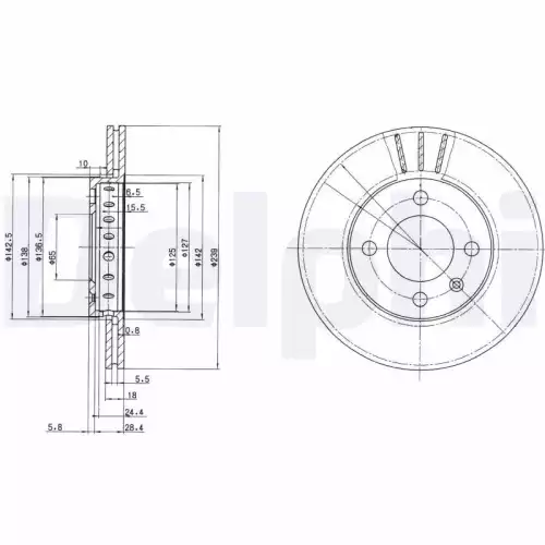 DELPHI Ön Fren Diski Havalı Ø239 4 Bıjon BG2982