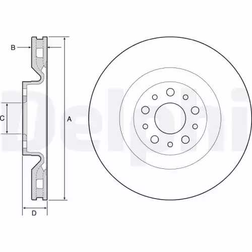 DELPHI Ön Fren Diski Havalı BG4556