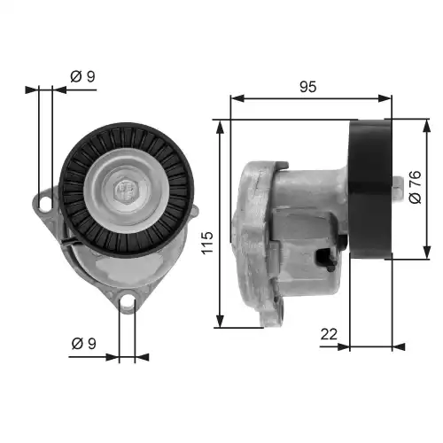 GATES Alternatör V Kayış Gergi Rulmanı Kütüklü T38448