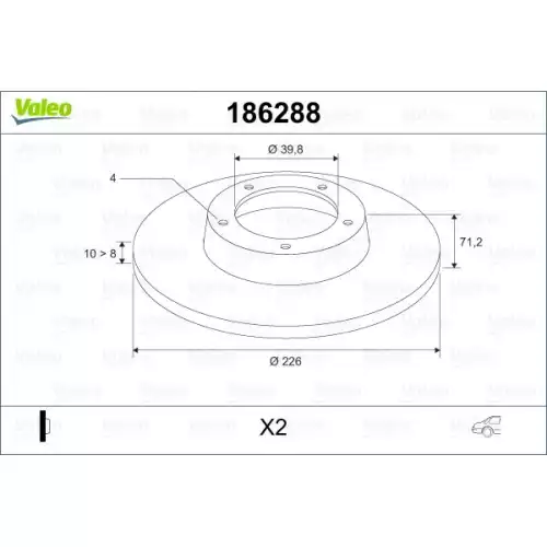 VALEO Arka Fren Diski Takım 186288