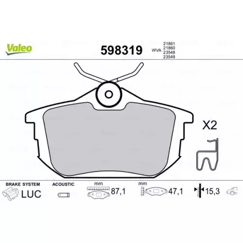 VALEO Arka Fren Balatası Tk 598319