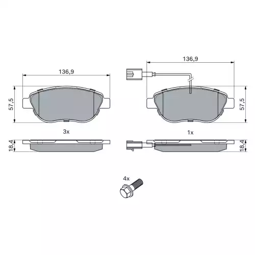 BOSCH Ön Fren Balatası Fişli 0986TB2961