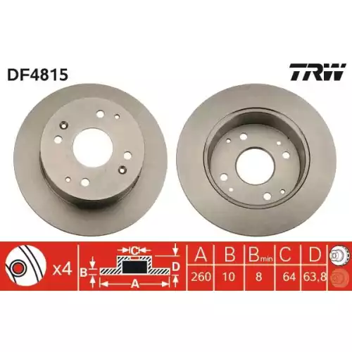 TRW Arka Fren Diski Düz DF4815