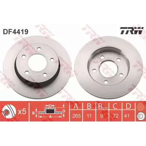 TRW Arka Fren Diski Takım DF4419