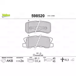 VALEO Arka Fren Balatası Tk 598520