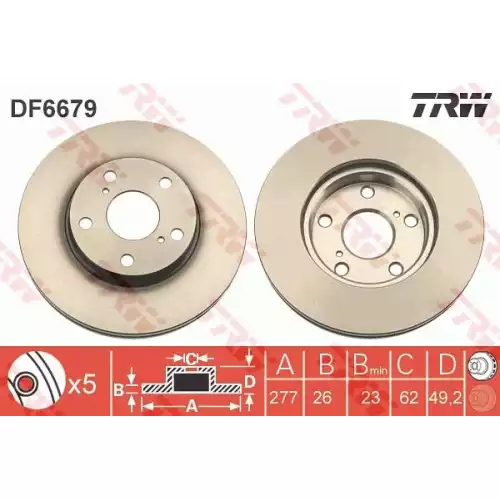 TRW Ön Fren Diski Havalı 277.5mm Takım DF6679