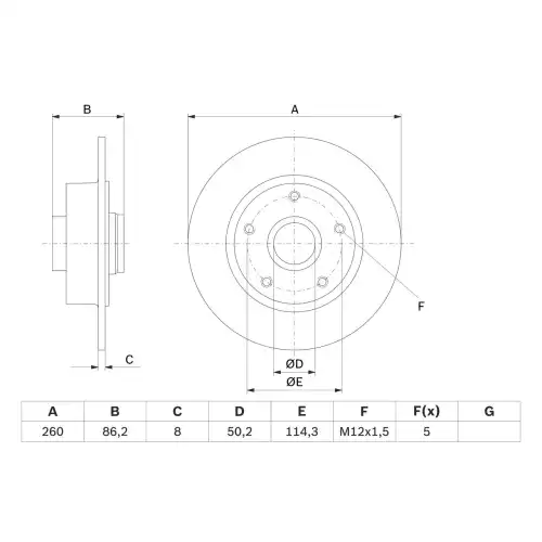 BOSCH Arka Fren Diski Düz 0986479708