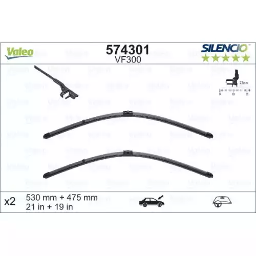 VALEO Ön Cam Silecek Süpürgesi Takım 530 475mm 574301