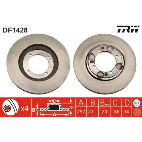 TRW Ön Fren Diski Havalı 257.4mm DF1428