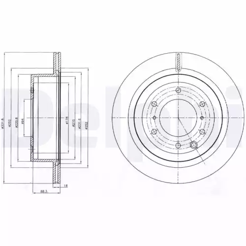 DELPHI Arka Fren Diski Havalı 332 6 BG4263