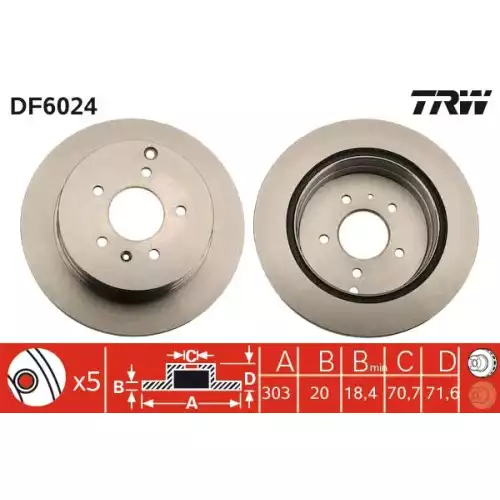 TRW Arka Fren Diski Havalı 303Mm DF6024