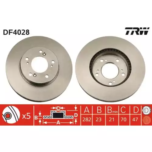 TRW Ön Fren Diski Havalı 282.5mm Takım DF4028