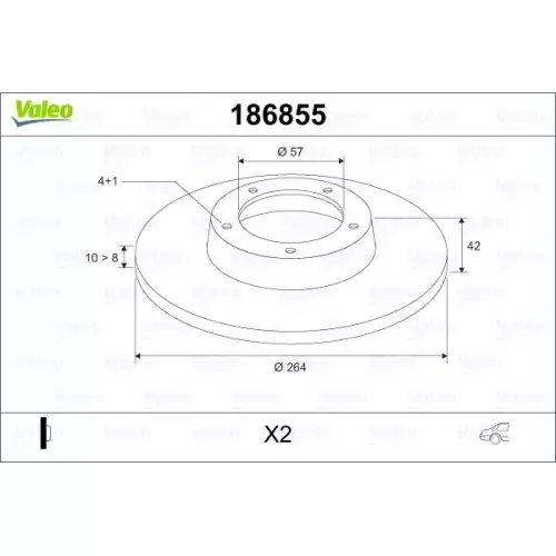 VALEO Ön Fren Diski Takım 264X10 4 Bıjon 186855