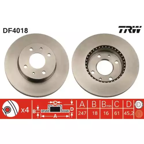 TRW Ön Fren Diski Havalı 247.4mm DF4018