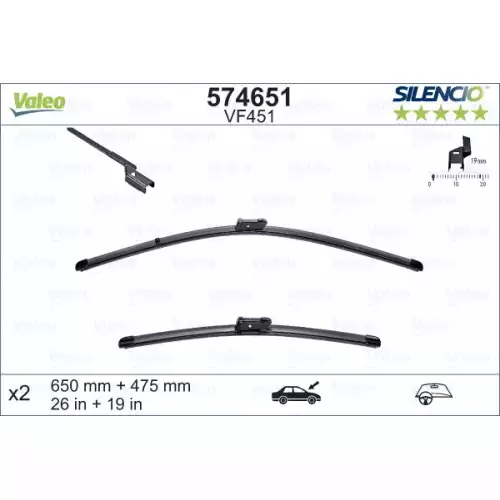 VALEO Silecek Süpürgesi Seti X Trem 650 480mm Vm451 Flat Blade 574651