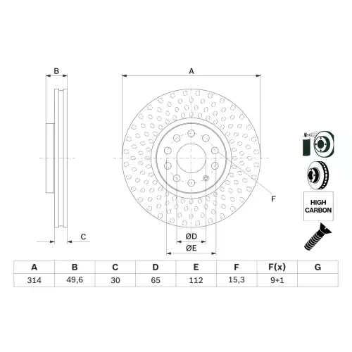 BOSCH Ön Fren Diski 314 Mm 0986479735