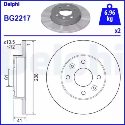 DELPHI Ön Fren Diski BG2217