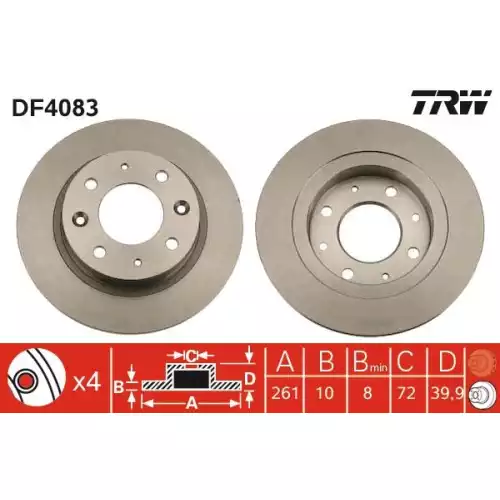 TRW Arka Fren Diski Düz DF4083