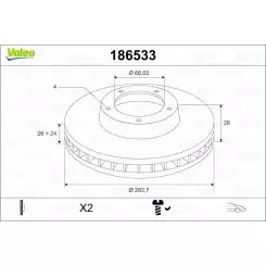 VALEO Ön Fren Diski Havalı 283mm 186533