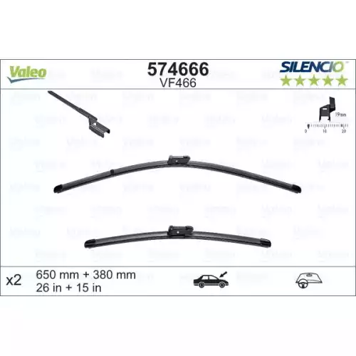 VALEO Silecek Süpürgesi Seti Vm466 650 380mm Spoylerli 574666